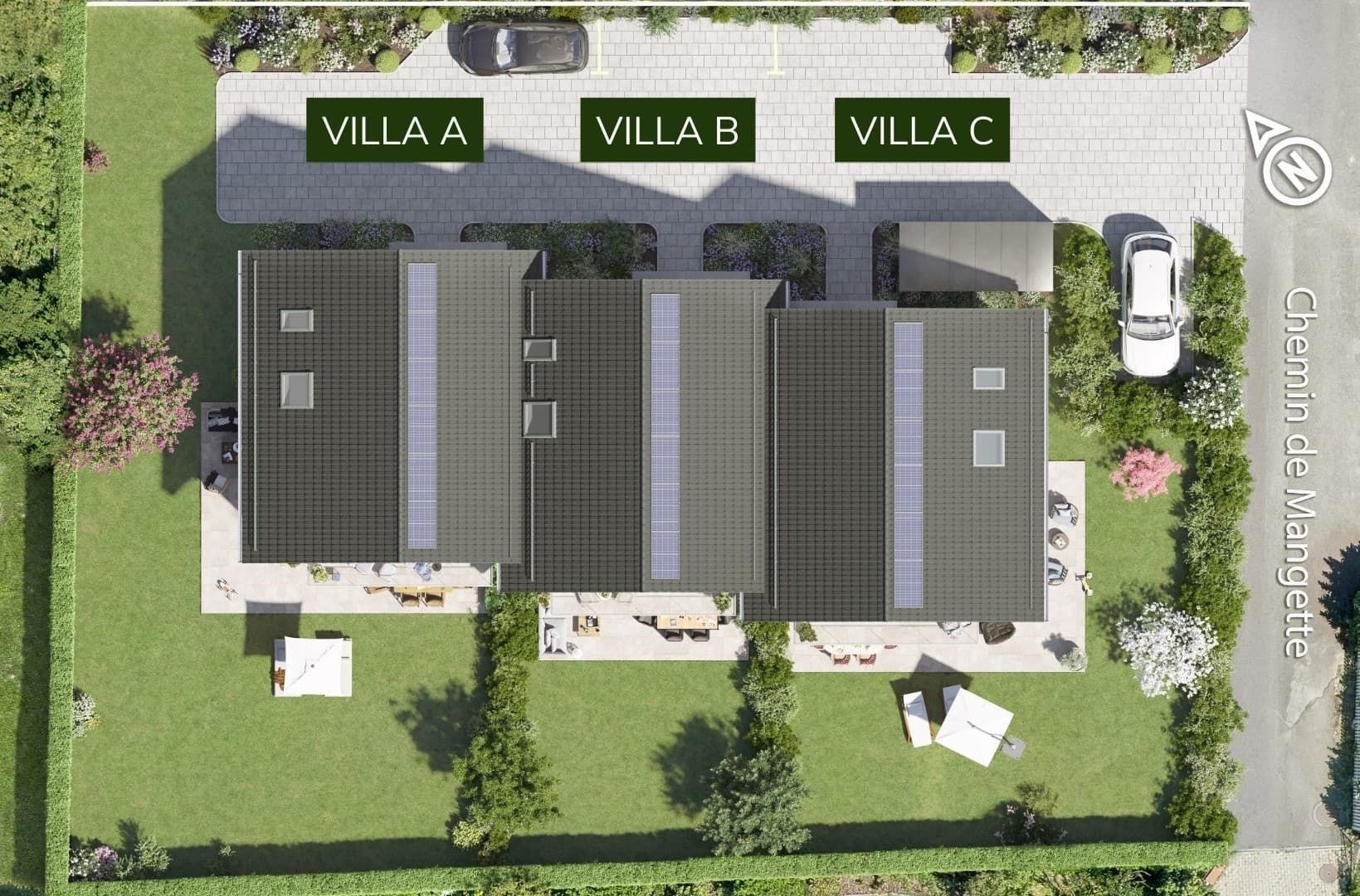 Villas Aurea Lully - vue aérienne de la situation à Lully