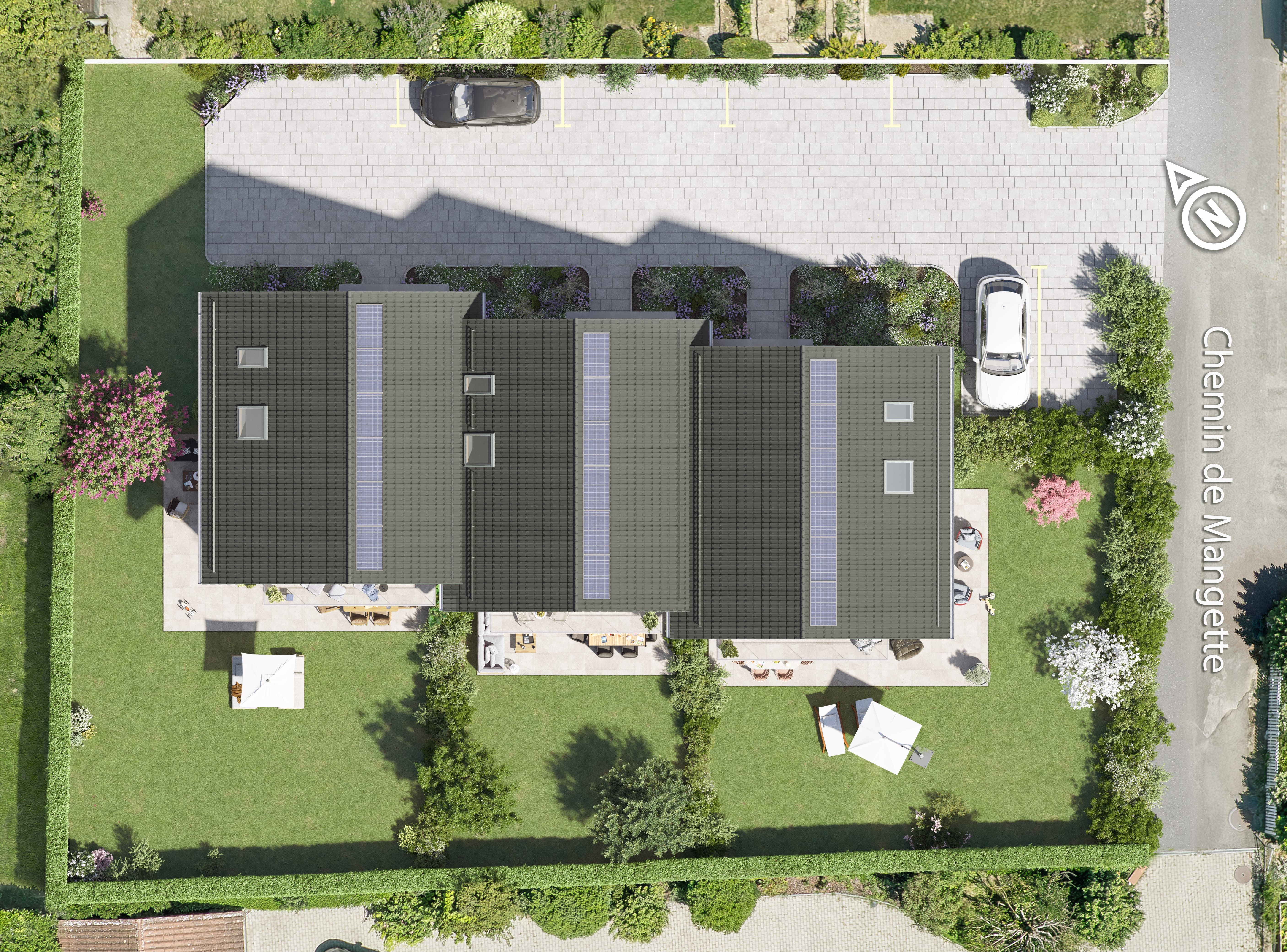 Villas Aurea Lully - vue aérienne de la situation à Lully